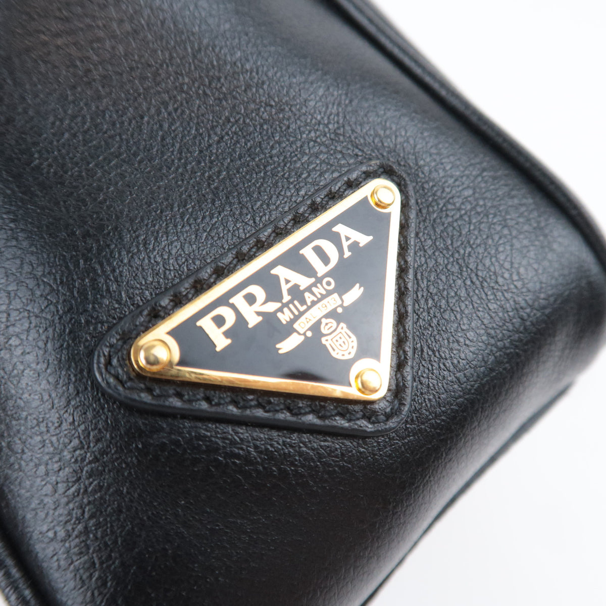 PRADA Leather Shoulder Bag Embossed Logo 1BH089