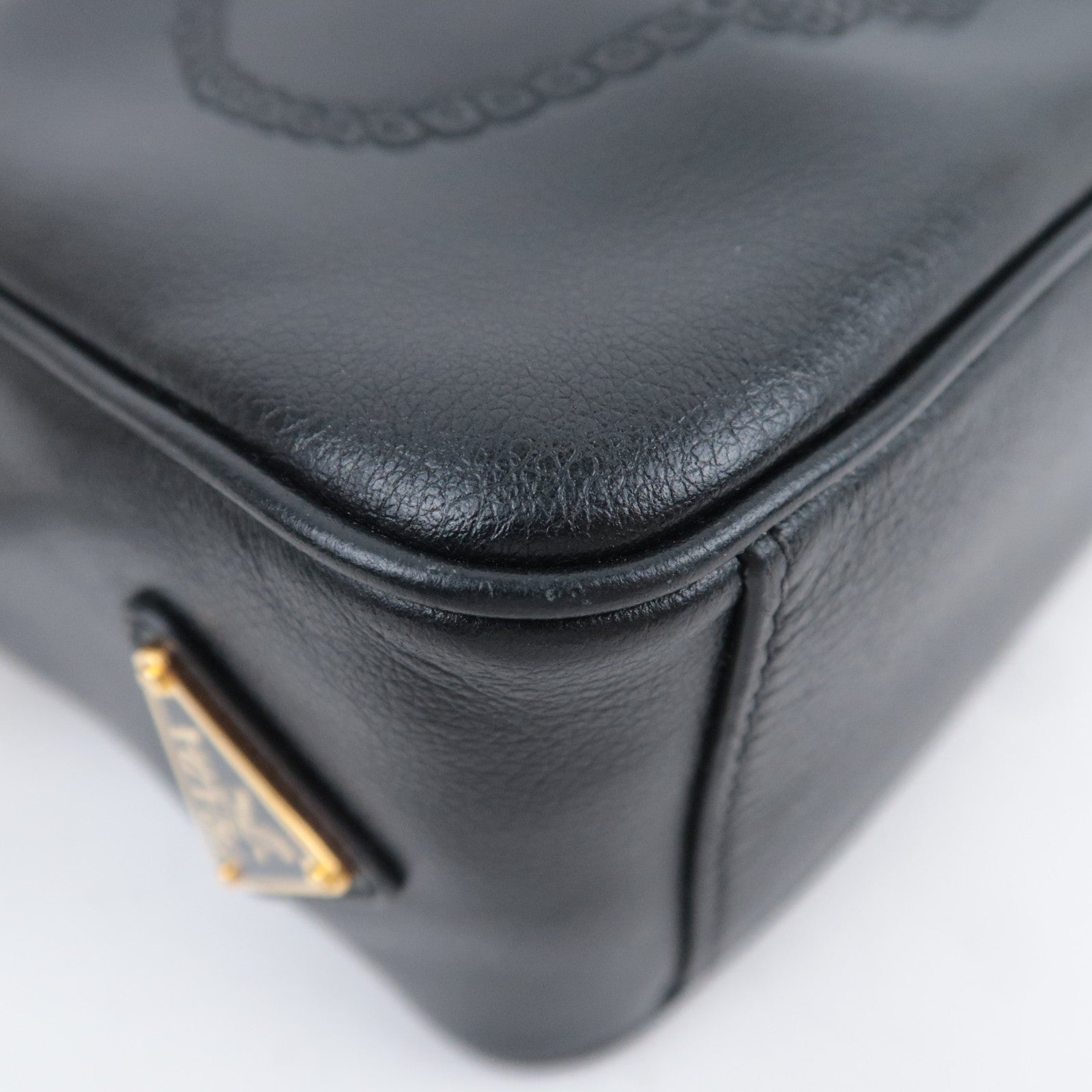 PRADA Leather Shoulder Bag Embossed Logo 1BH089