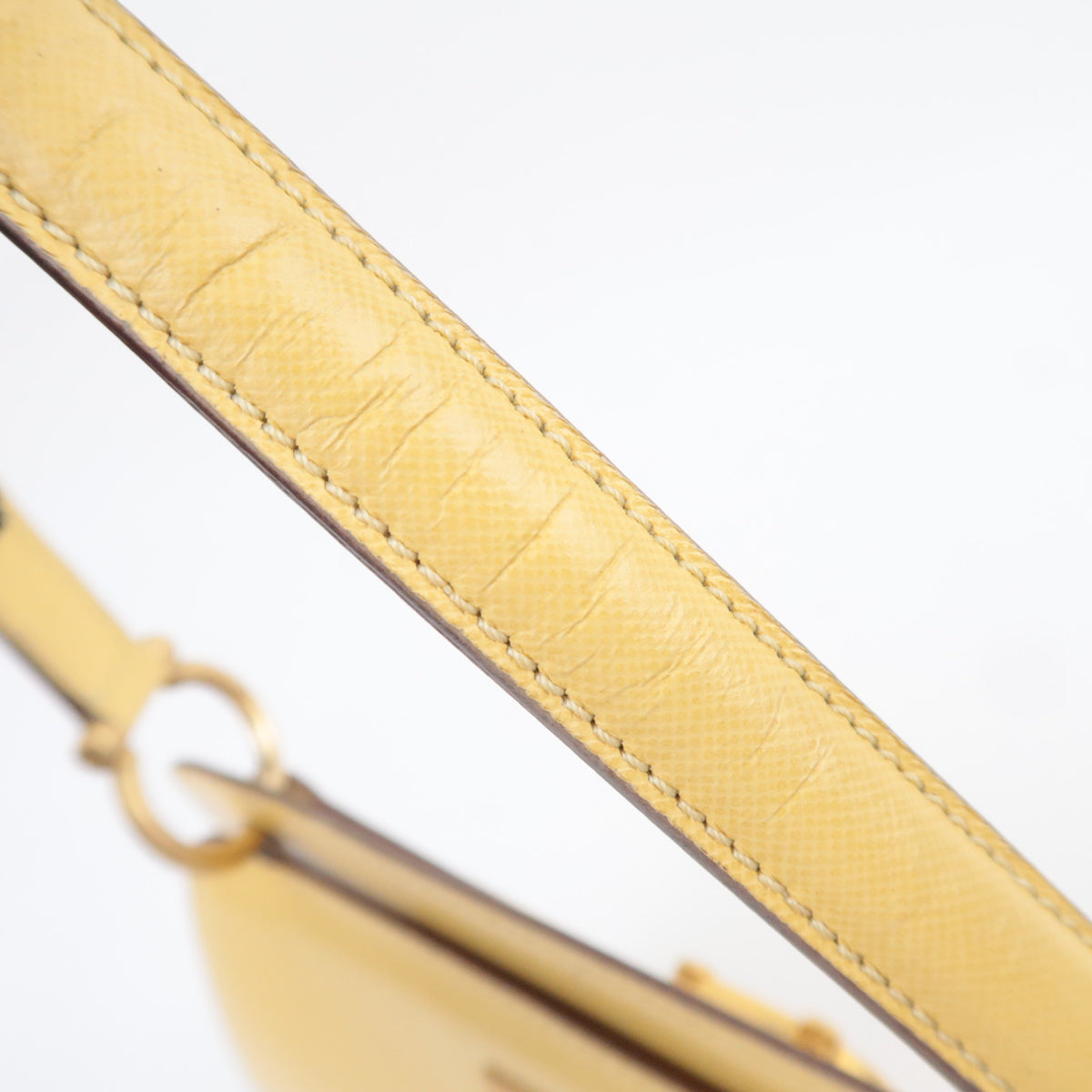 CELINE Leather Ring Clasp Handbag Yellow Gold