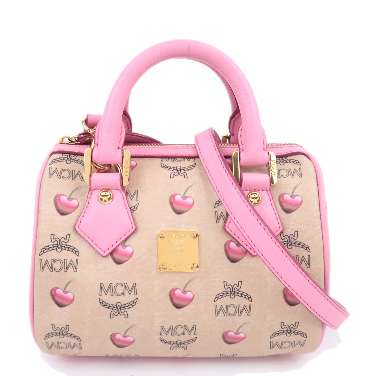 MCM Visetos Heart Cherry 2Way Mini Boston Bag92259