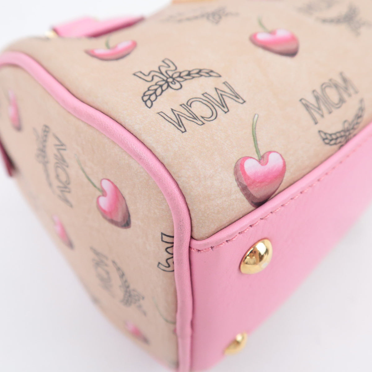 MCM Visetos Heart Cherry 2Way Mini Boston Bag