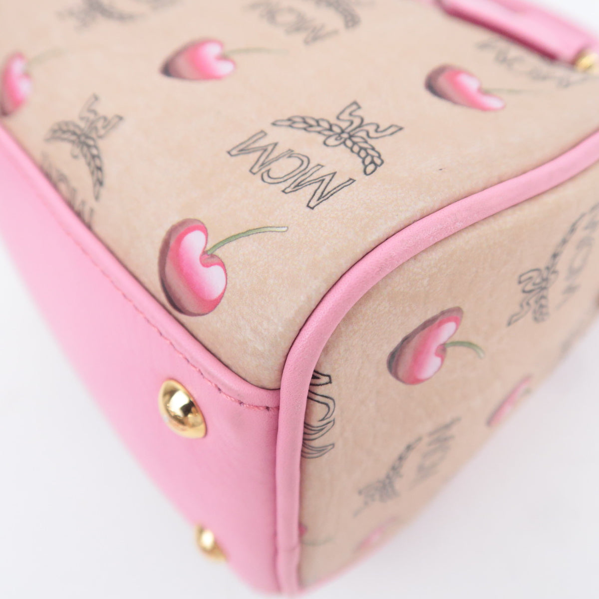MCM Visetos Heart Cherry 2Way Mini Boston Bag