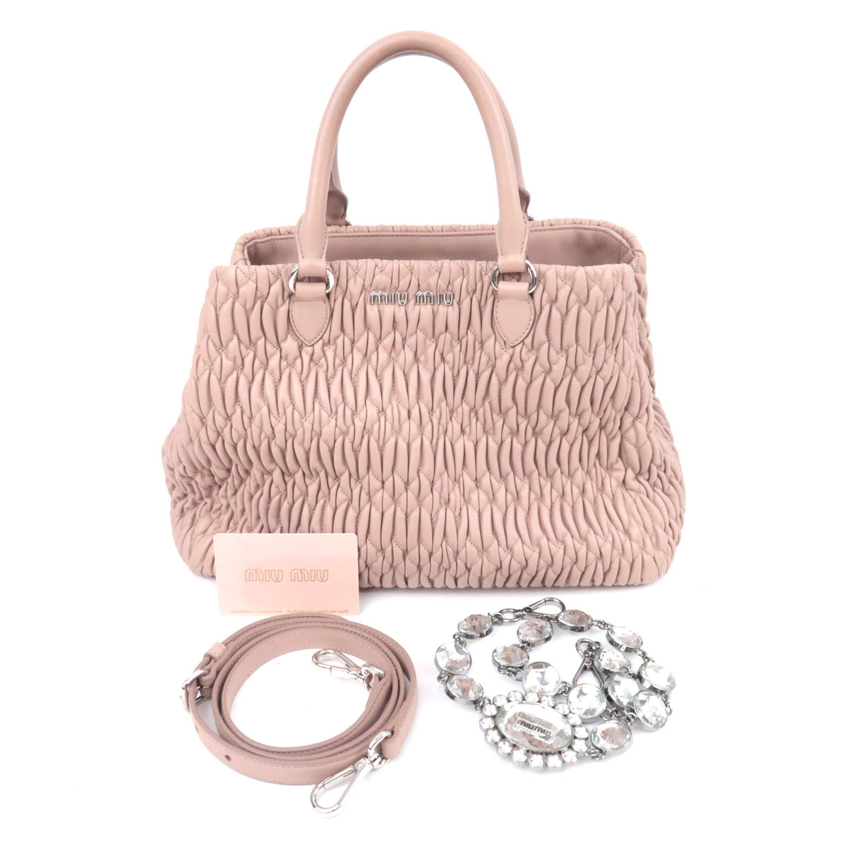 MIU MIU Matelasse 2Way Bijou Chain Shoulder Bag 5BA958