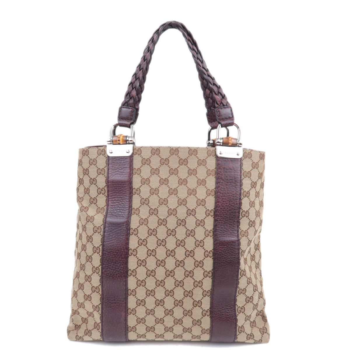 GUCCI Bamboo Canvas Tote Bag Brown 23294692320