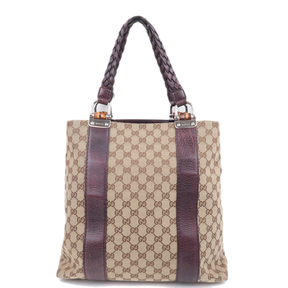 GUCCI Bamboo Canvas Tote Bag Brown 232946
