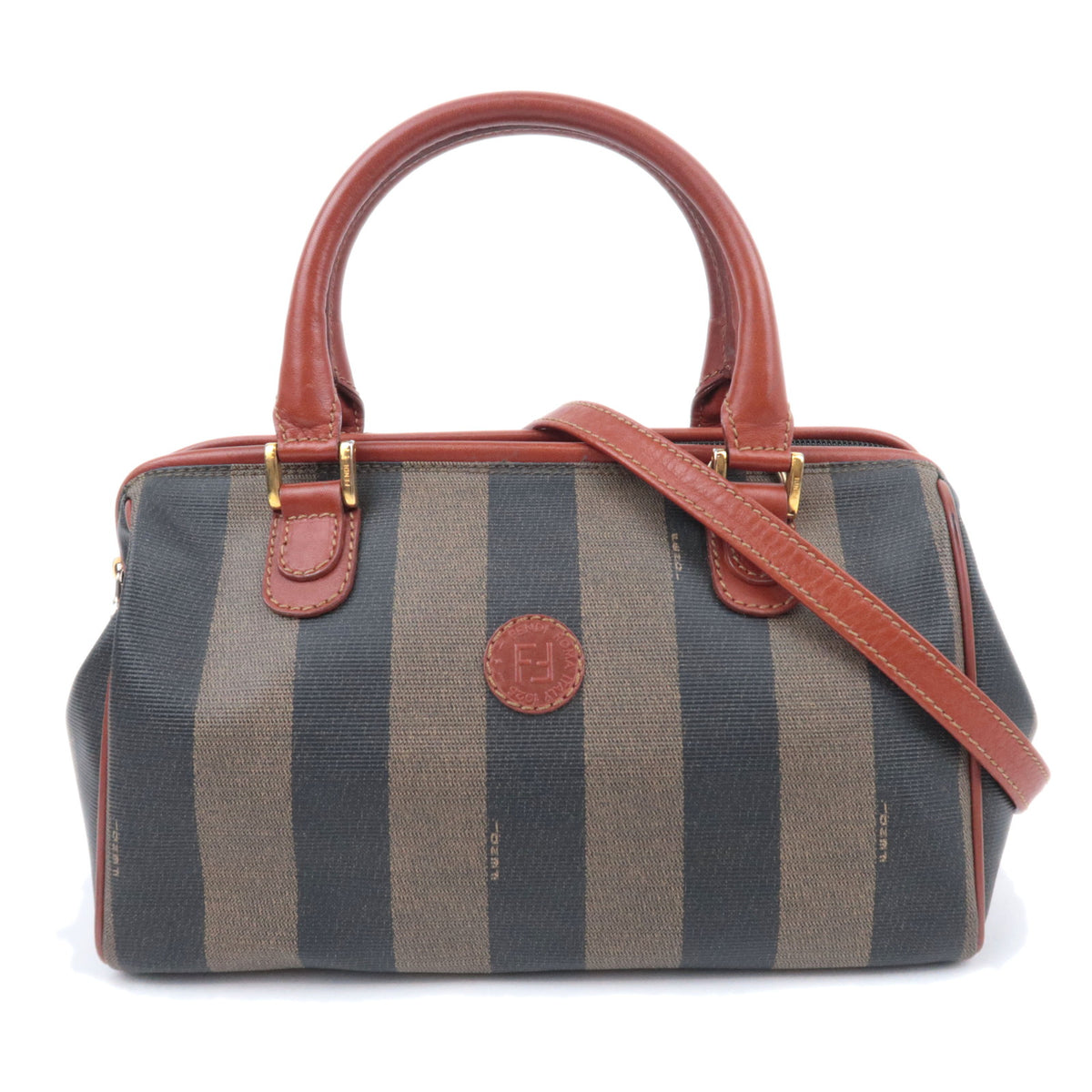 FENDI Pequin Stripe 2Way Small Boston Bag92337