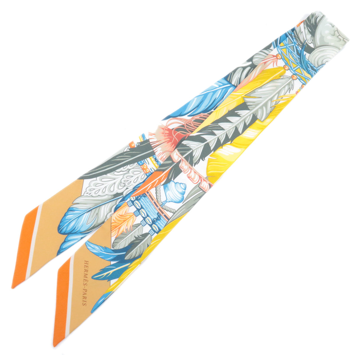 HERMES Twilly Scarf Danse Pacifique 100% Silk92350