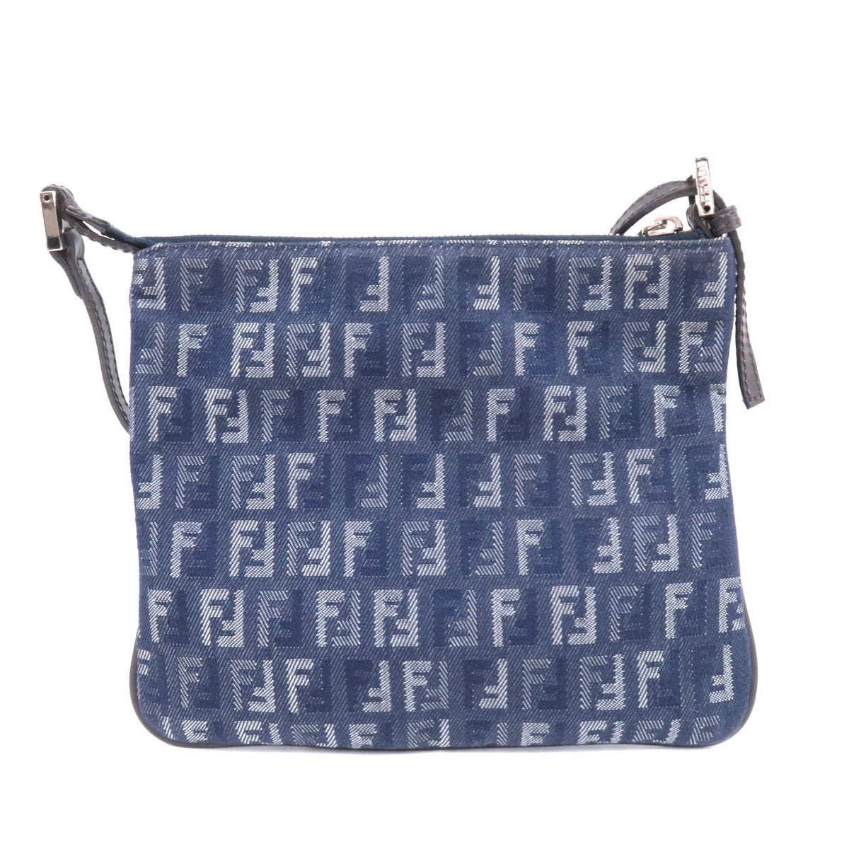 FENDI Zucchino Canvas Shoulder Bag Navy 8BT047