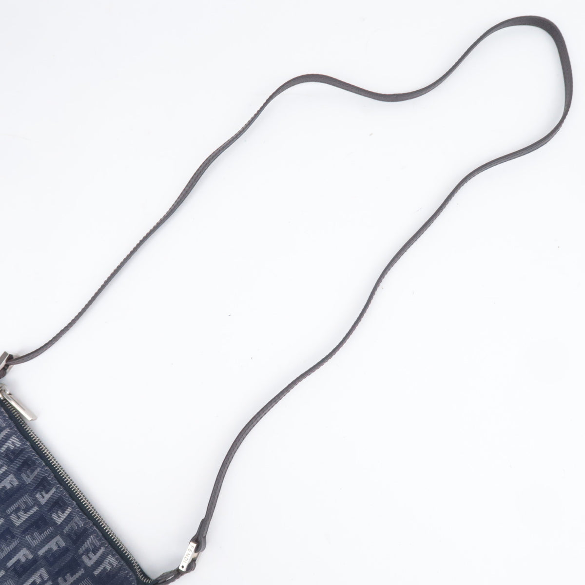 FENDI Zucchino Canvas Shoulder Bag Navy 8BT047