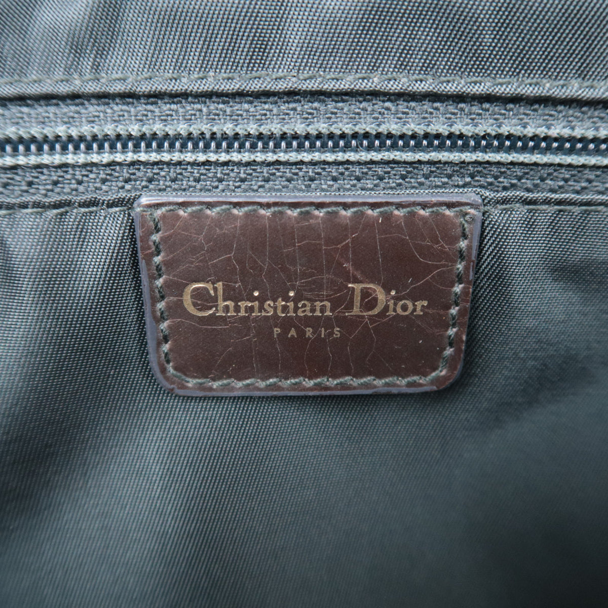 Christian Dior Trotter Maris Pearl Shoulder Bag Brown Khaki