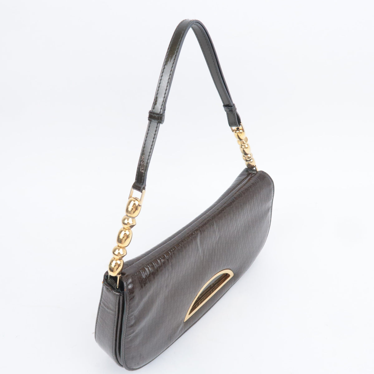 Christian Dior Trotter Maris Pearl Shoulder Bag Brown Khaki