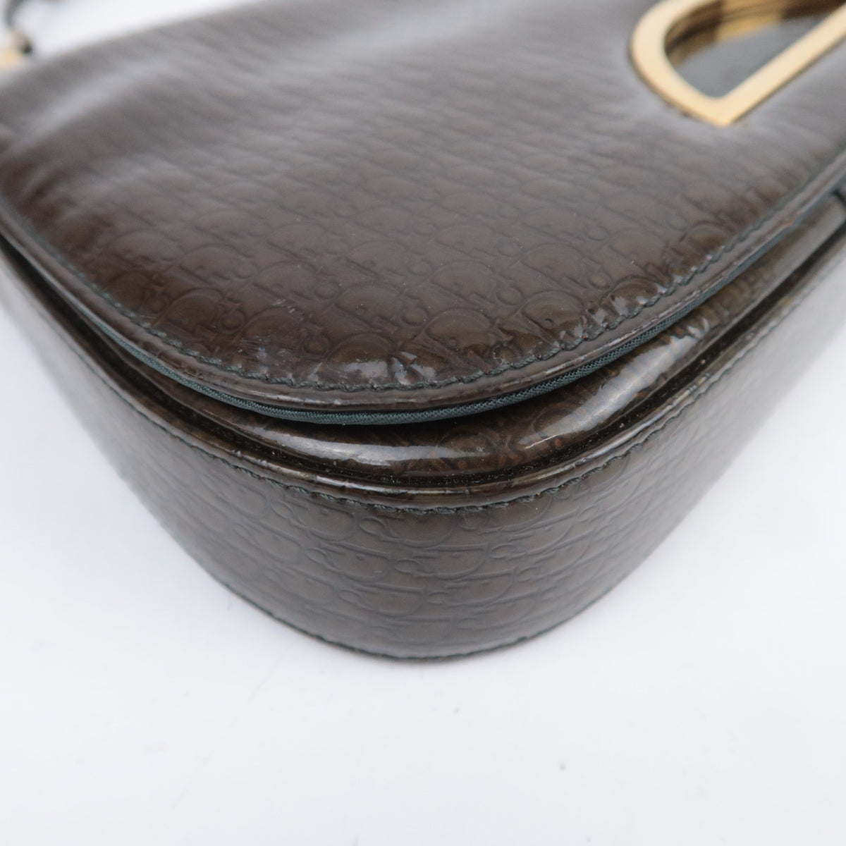 Christian Dior Trotter Maris Pearl Shoulder Bag Brown Khaki
