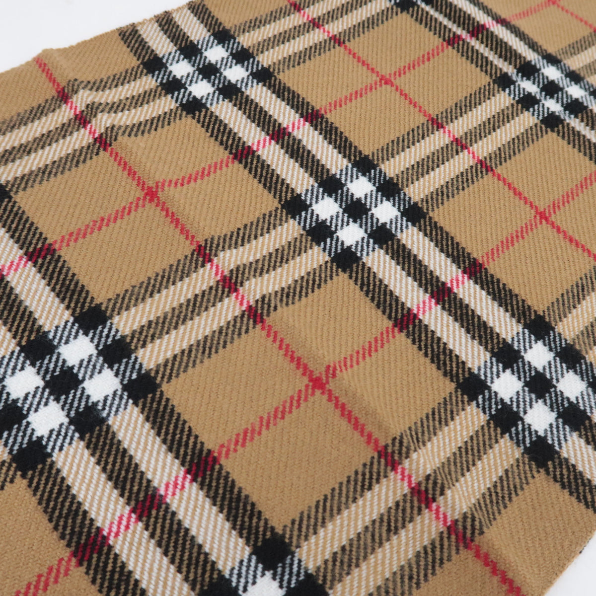 BURBERRY burberrys Nova Plaid Fringe Scarf 100% Wool Beige