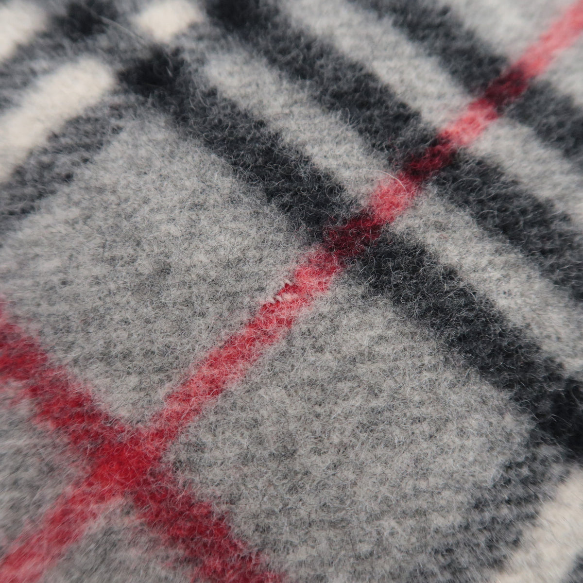 BURBERRY burberrys Nova Plaid Fringe Scarf 100% Wool Gray