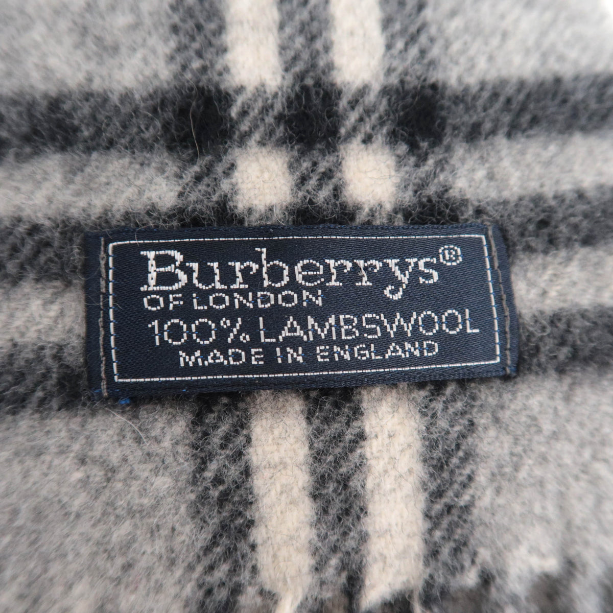 BURBERRY burberrys Nova Plaid Fringe Scarf 100% Wool Gray