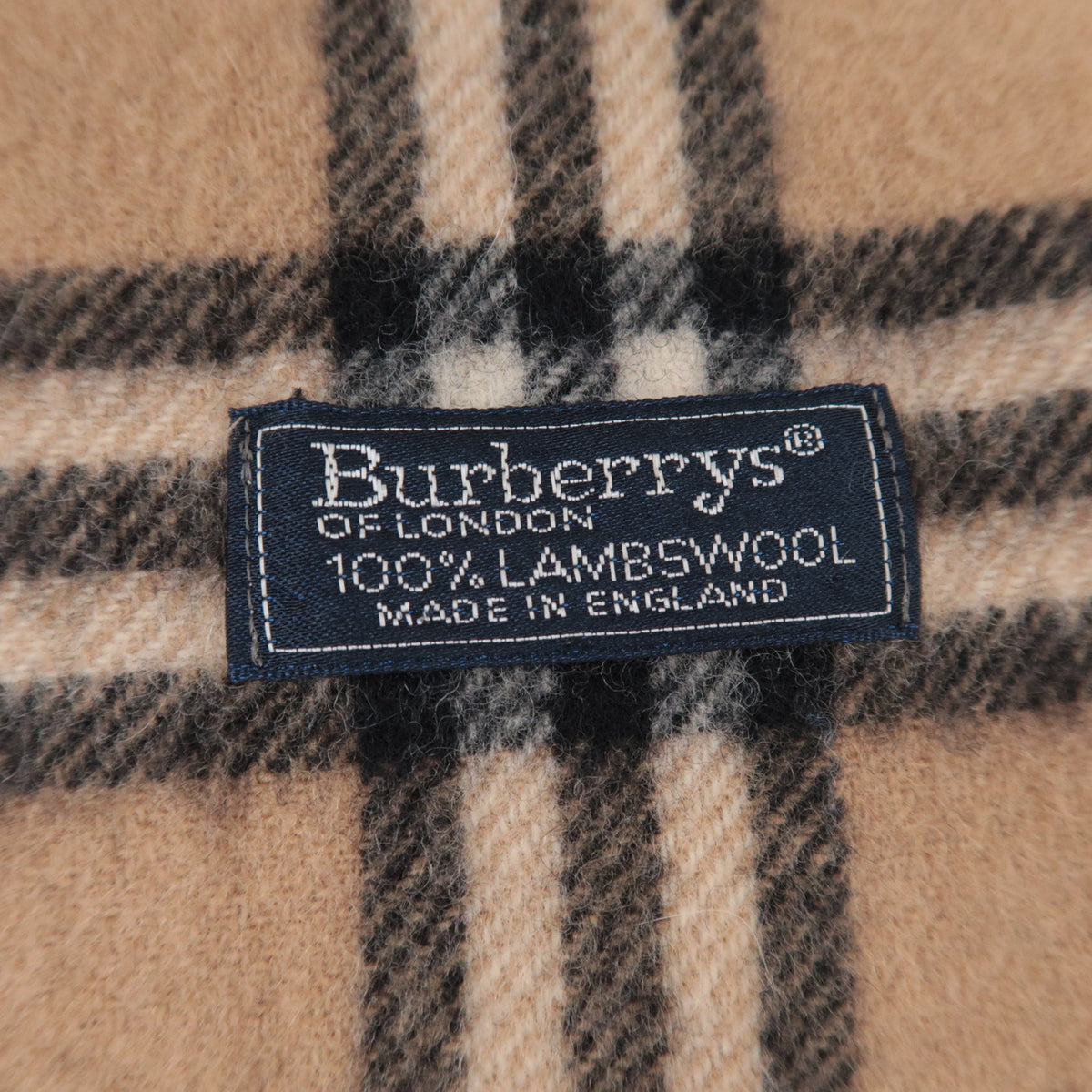 BURBERRY burberrys Nova Plaid Fringe Scarf 100% Wool Beige