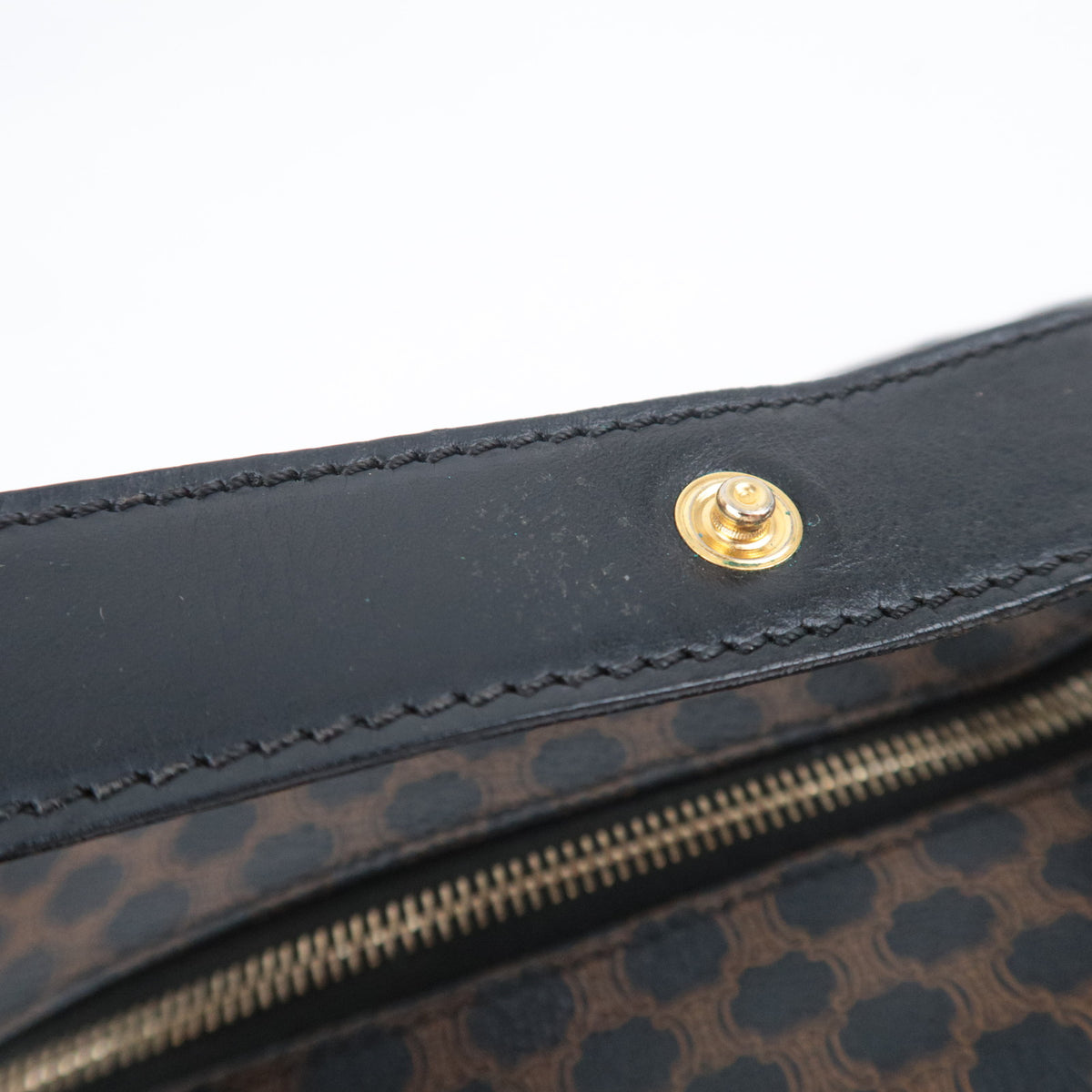 CELINE Macadam PVC Leather Handbag Black Brown