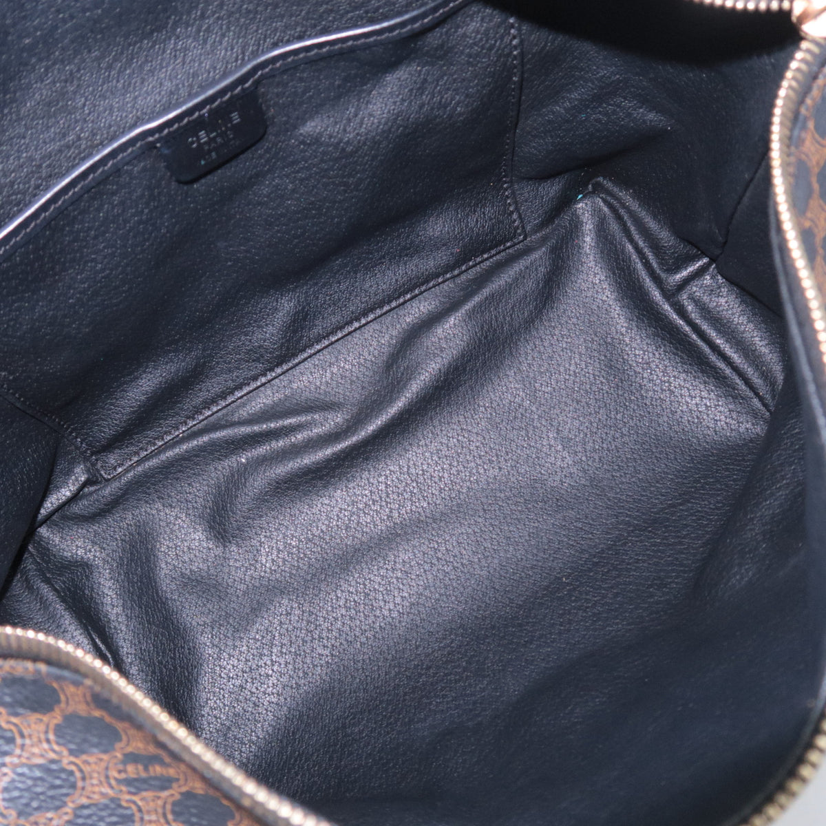 CELINE Macadam PVC Leather Handbag Black Brown