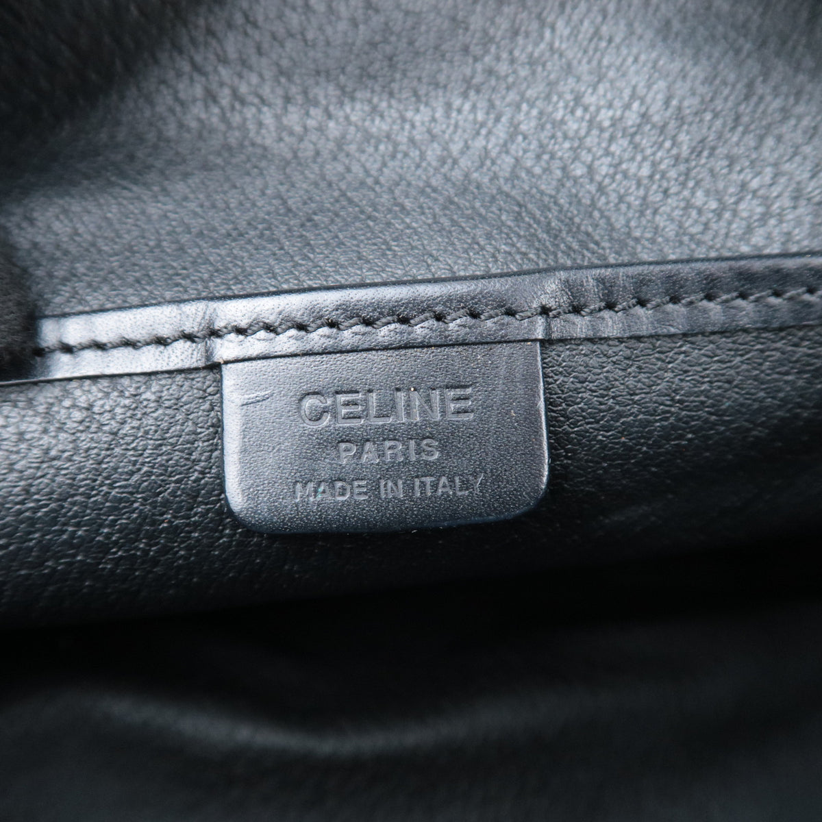 CELINE Macadam PVC Leather Handbag Black Brown