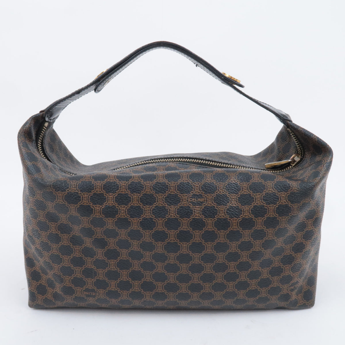 CELINE Macadam PVC Leather Handbag Black Brown