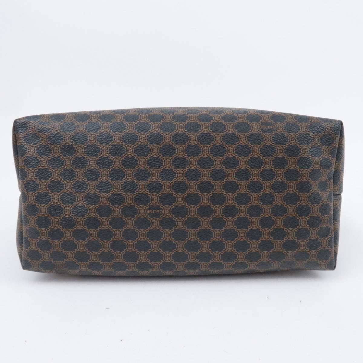 CELINE Macadam PVC Leather Handbag Black Brown