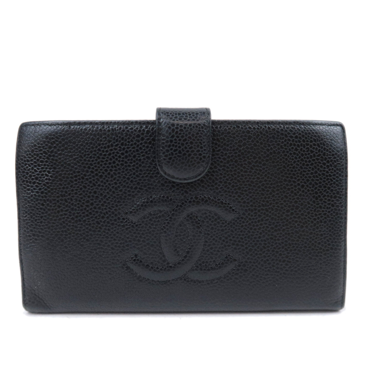 CHANEL Coco Mark KIss Lock Long Wallet Caviarskin92494