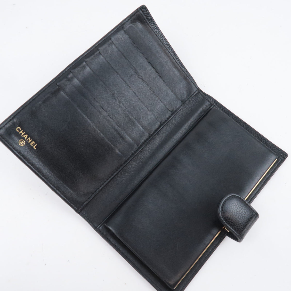 CHANEL Coco Mark KIss Lock Long Wallet Caviarskin
