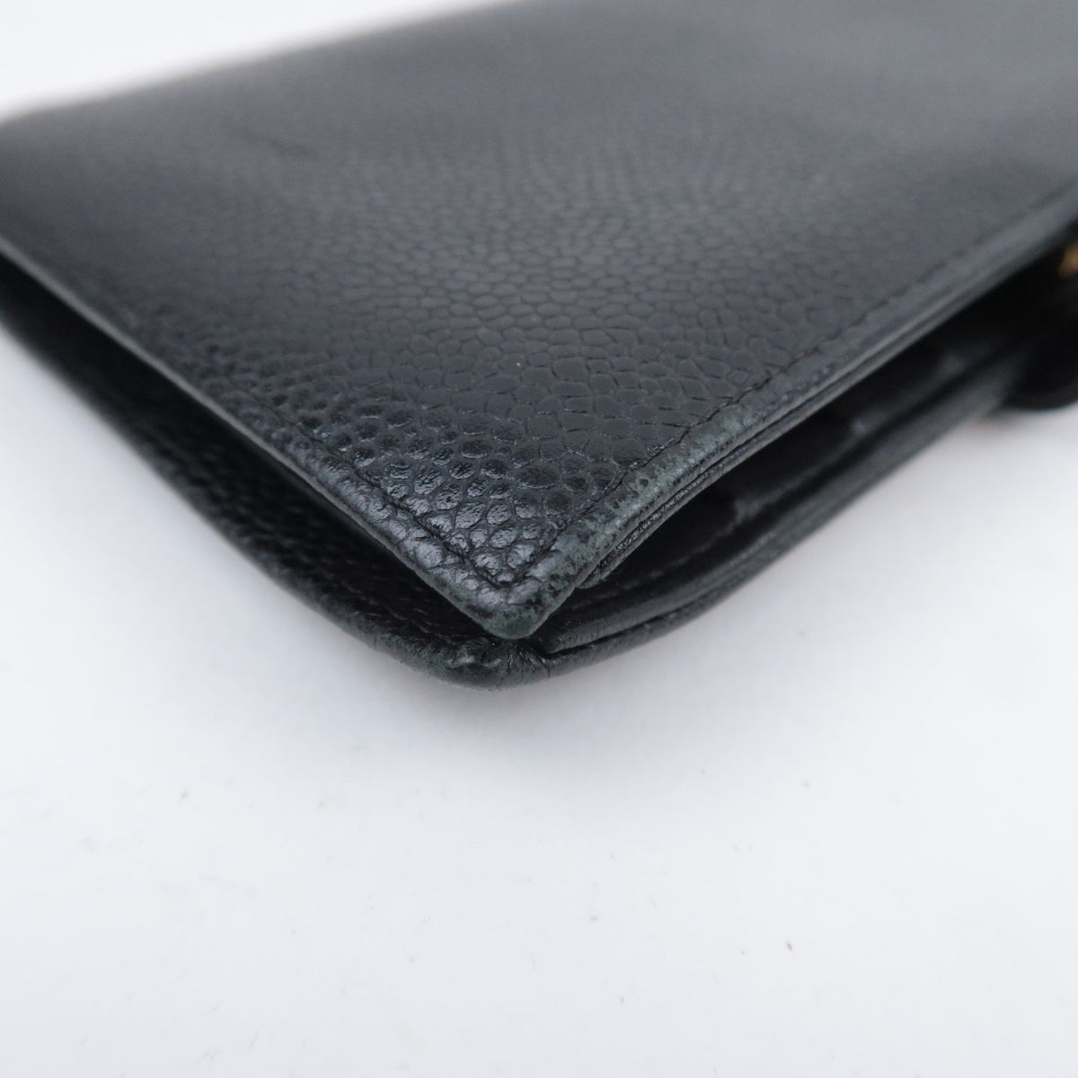 CHANEL Coco Mark KIss Lock Long Wallet Caviarskin