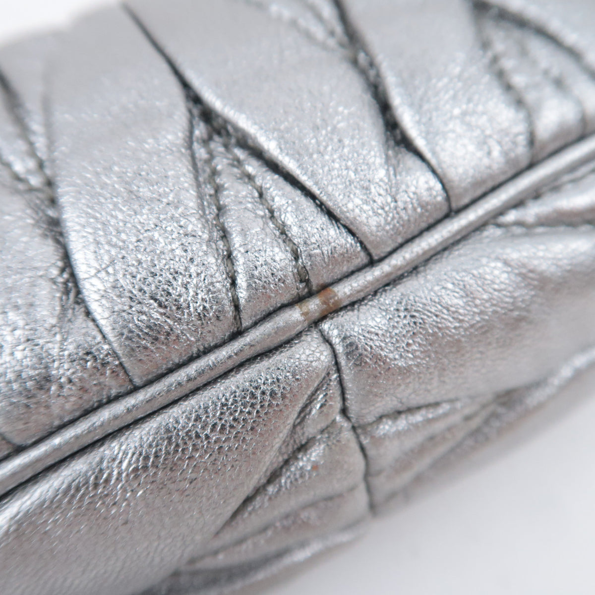 MIU MIU Matelasse Metallic Silver Mini Pouch