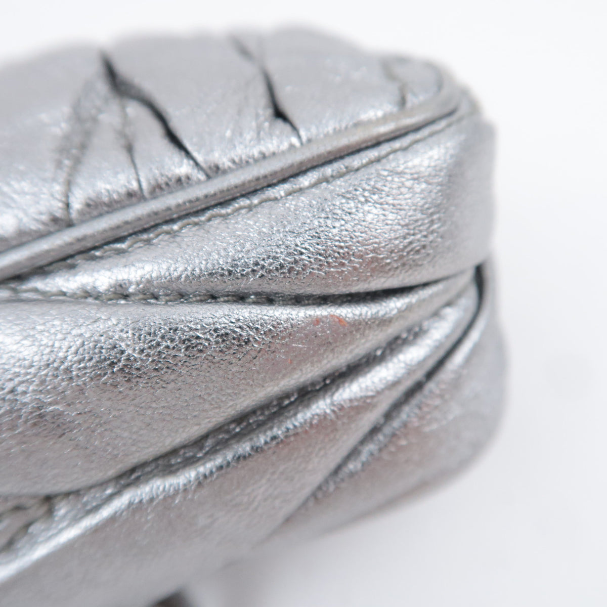 MIU MIU Matelasse Metallic Silver Mini Pouch