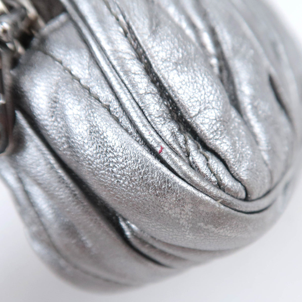 MIU MIU Matelasse Metallic Silver Mini Pouch