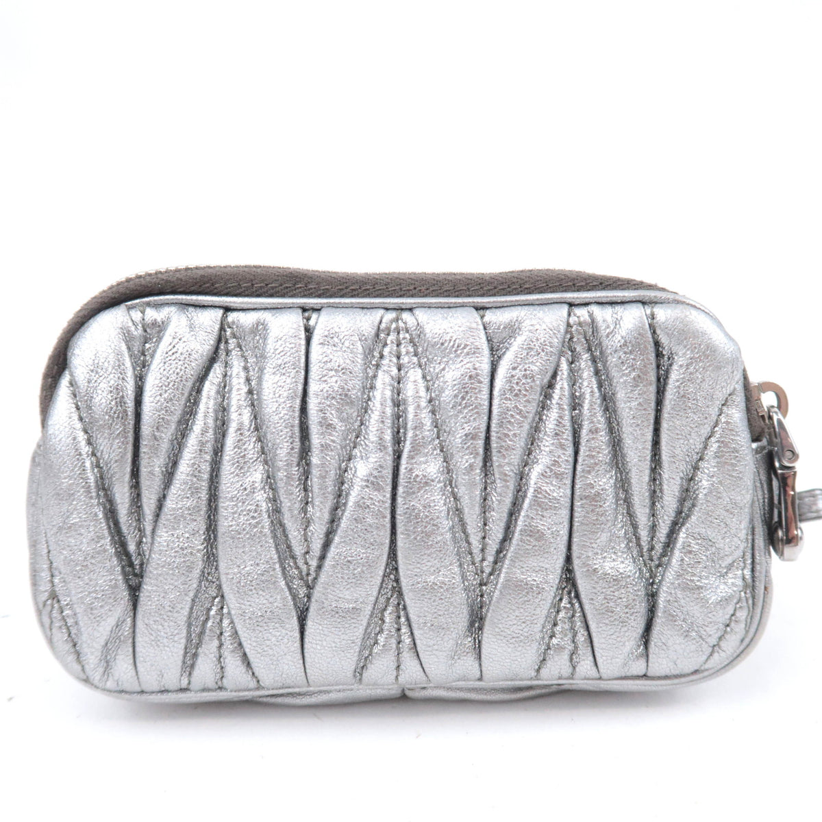 MIU MIU Matelasse Metallic Silver Mini Pouch