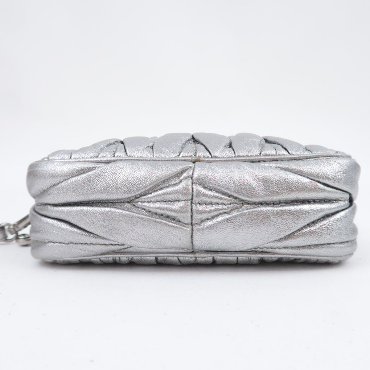 MIU MIU Matelasse Metallic Silver Mini Pouch