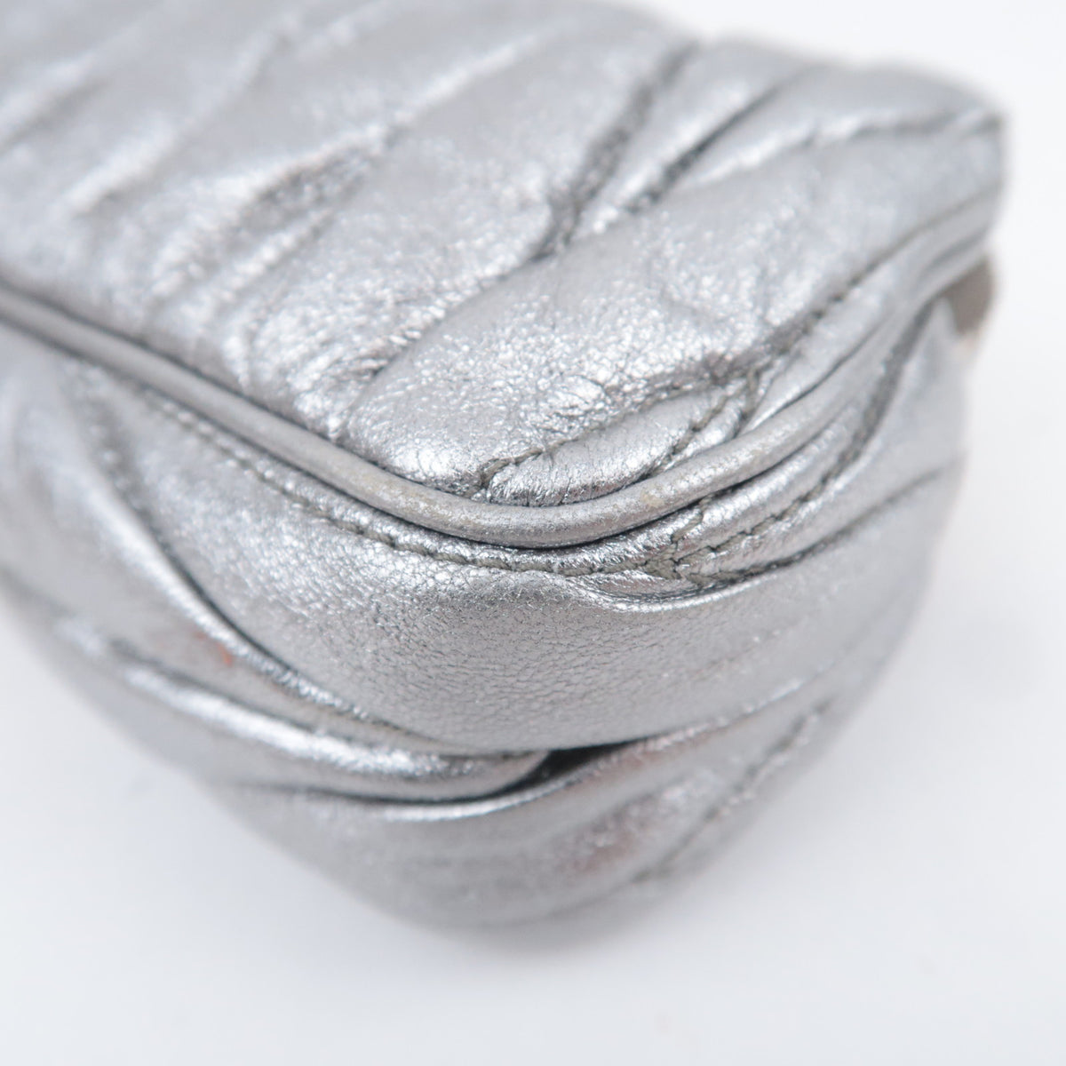 MIU MIU Matelasse Metallic Silver Mini Pouch