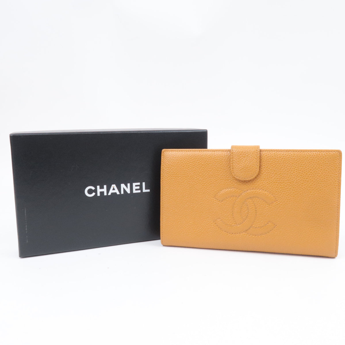 CHANEL Coco Mark Bi-Fold Long Wallet Caviarskin