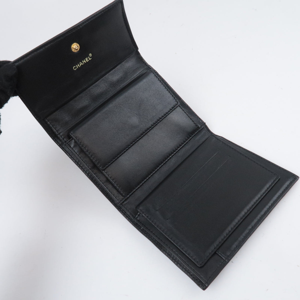 CHANEL Chocolate Bar Trifold Wallet Lambskin