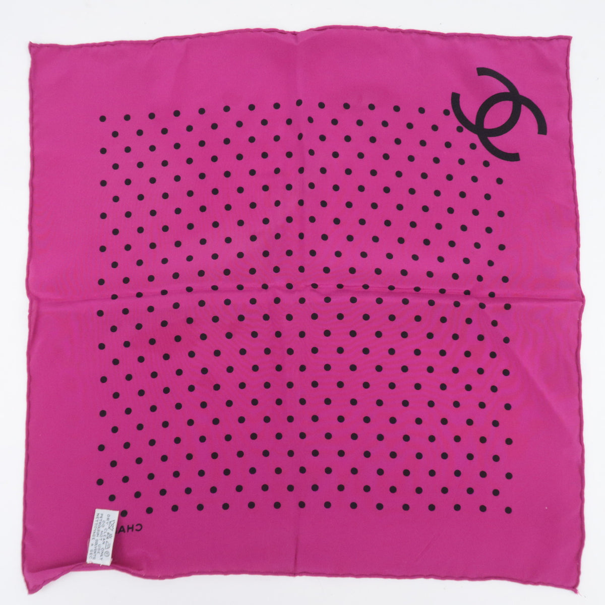 CHANEL Scarf Coco Mark Polka Dot Print 100% Silk