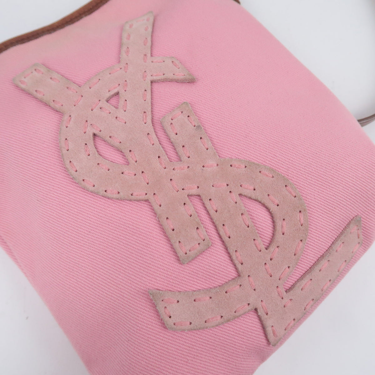 SAINT LAURENT YSL Logo Canvas Flat Shoulder Bag