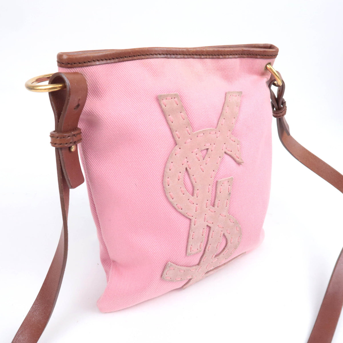 SAINT LAURENT YSL Logo Canvas Flat Shoulder Bag