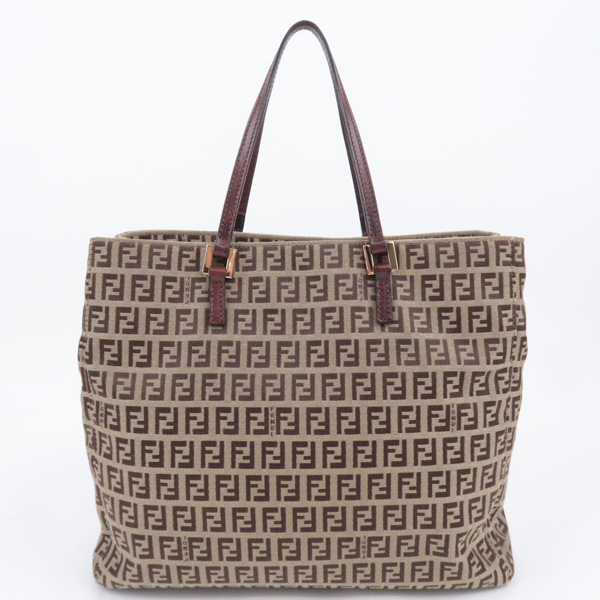 FENDI Zucchino Canvas Leather Tote Bag 8BH133