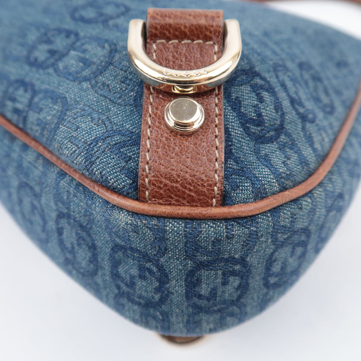 GUCCI Abby GG Denim Shoulder Bag 130738