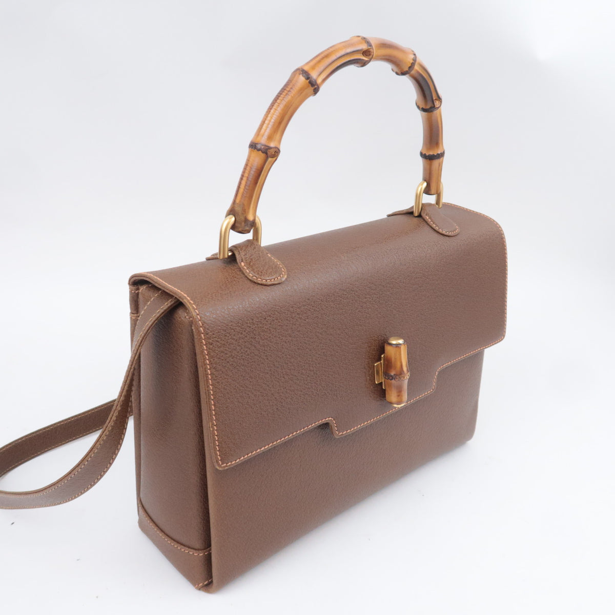 GUCCI Bamboo 2-Way Leather Handbag 000.26.0029