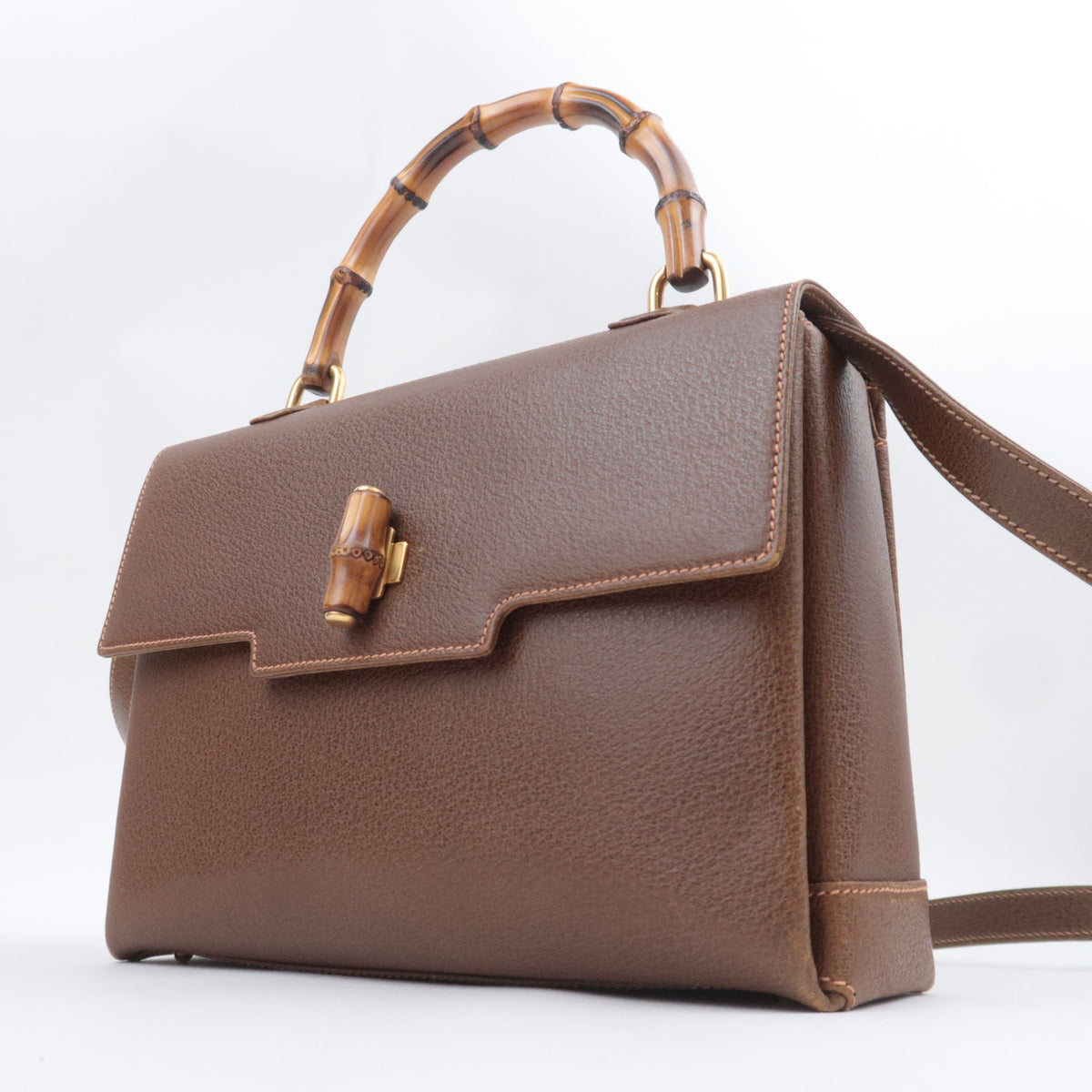 GUCCI Bamboo 2-Way Leather Handbag 000.26.0029