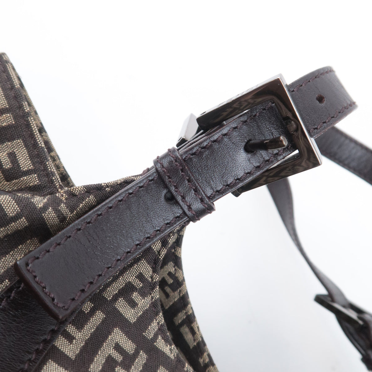 FENDI Zucchino Canvas Shoulder Bag 8BR463