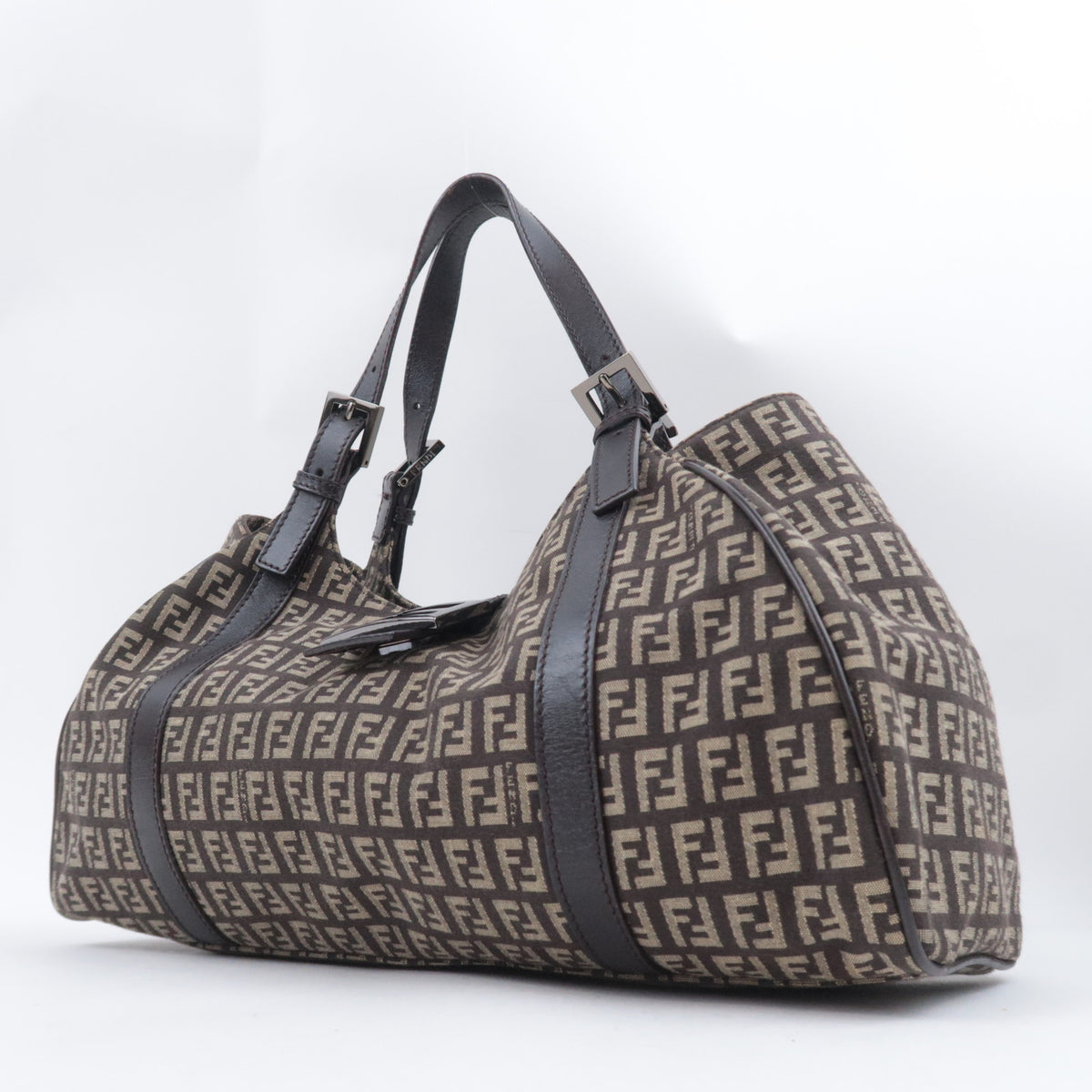 FENDI Zucchino Canvas Shoulder Bag 8BR463