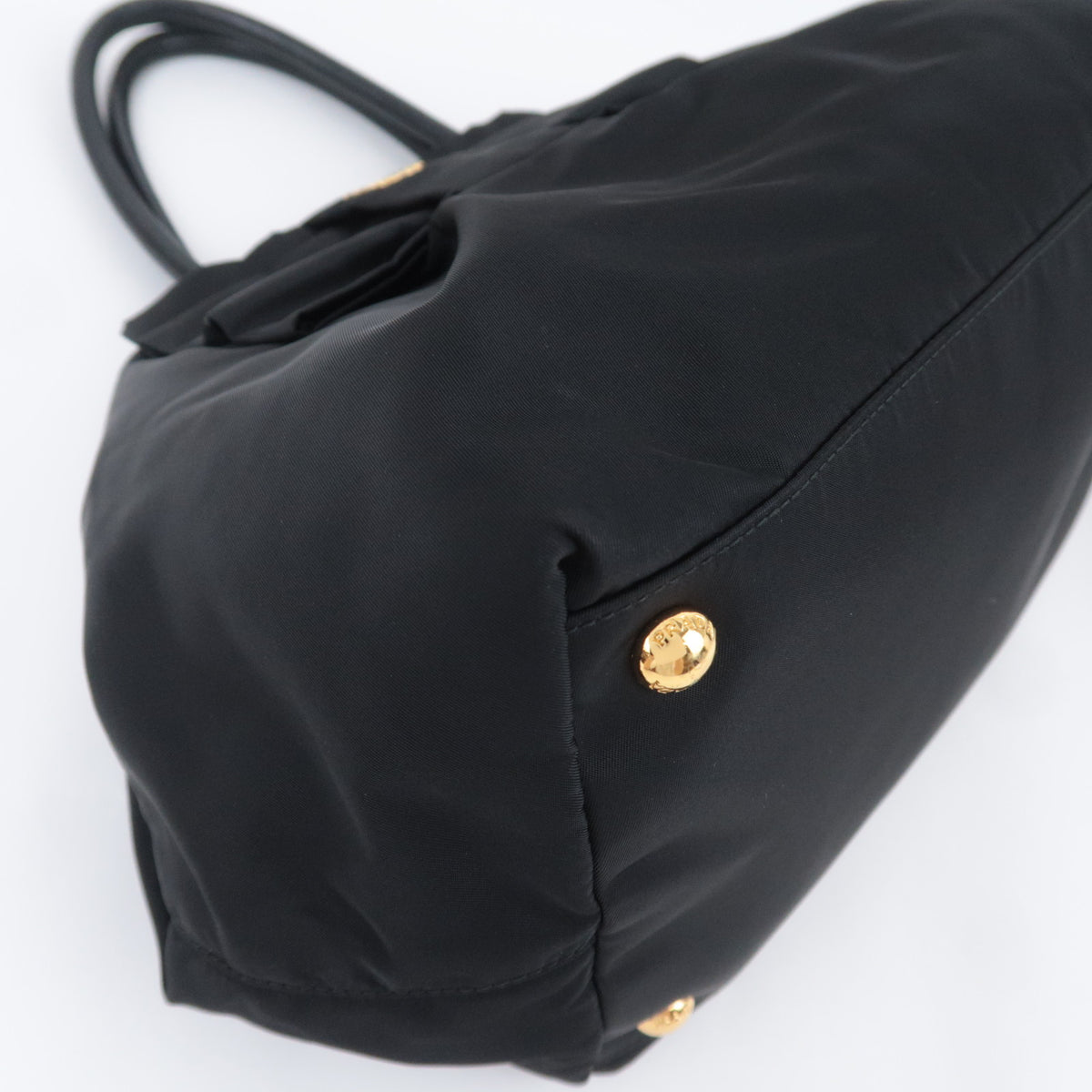 PRADA Front Bow Nylon Handbag Black N1601