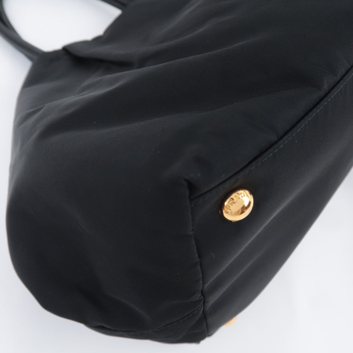 PRADA Front Bow Nylon Handbag Black N1601