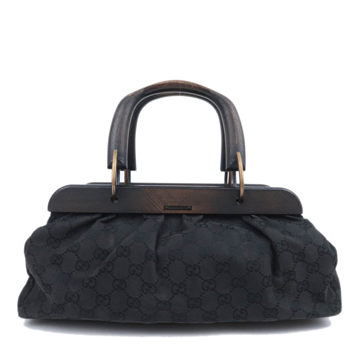 GUCCI by Tom Ford GG Canvas Wood Handle Handbag Black 11268392698