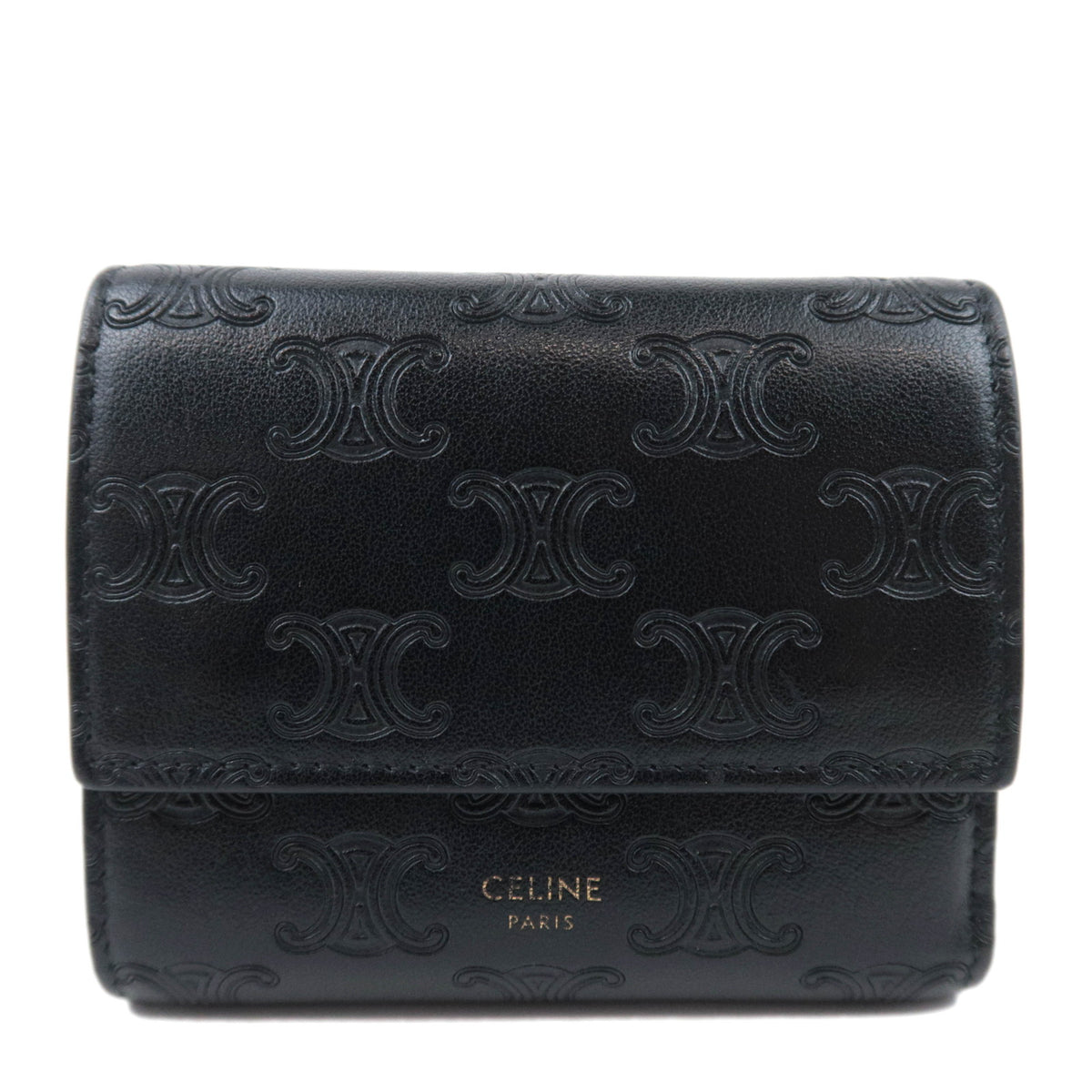 CELINE Triomphe Embossed Leather Wallet92752