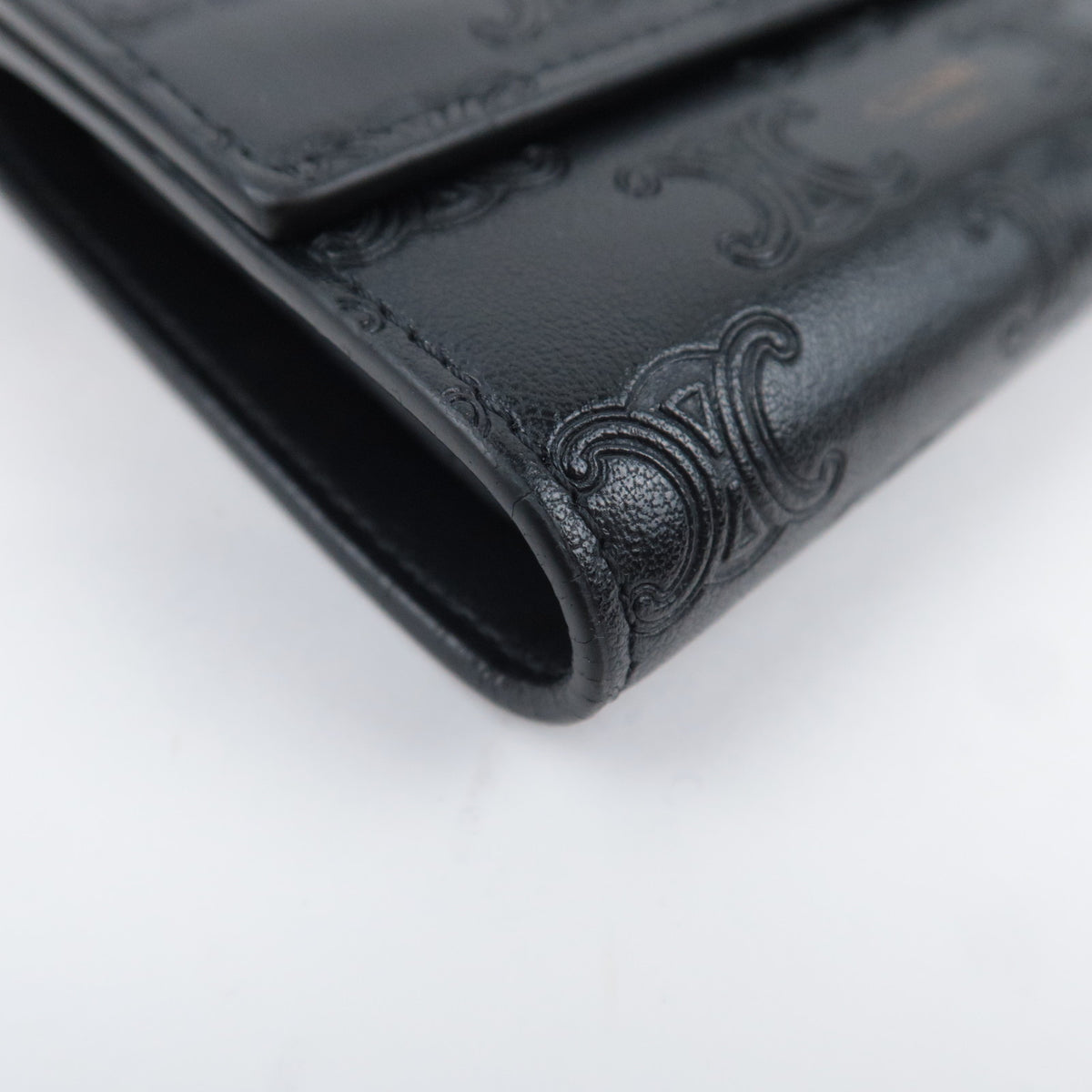 CELINE Triomphe Embossed Leather Wallet